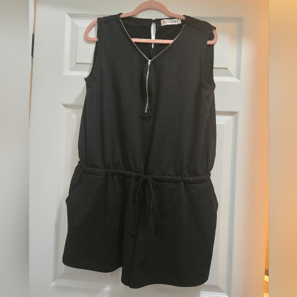 Black Sleeveless Jumpsuit with Zipper Detail